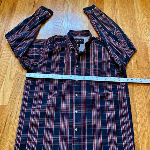 Ariat Pro Series Men's Med Plaid Long Sleeve Button Down Dress Shirt Cotton/Poly - Picture 7 of 8